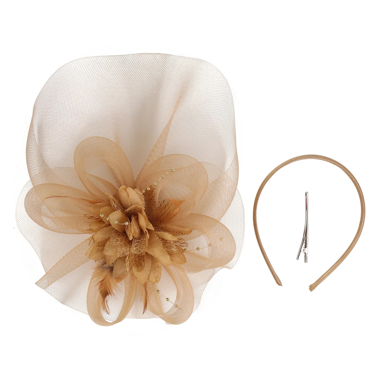 🎩 Fashion Flower Fascinator – Multicolor Feather Headpiece for Women