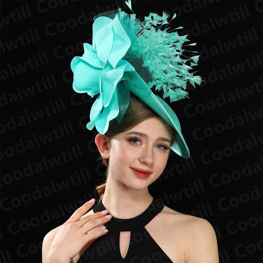 🌸 Big Flower Wedding Fascinator Hat – Elegant Women’s Headpiece for Special Occasions