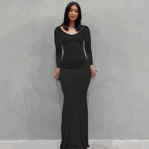 🖤 2024 Y2K Black Spaghetti‑Strap Trumpet Maxi Dress