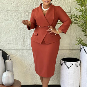 Elegant Dashiki African Bodycon Midi Dress – Long Sleeve V-Neck (Autumn/Spring 2026)