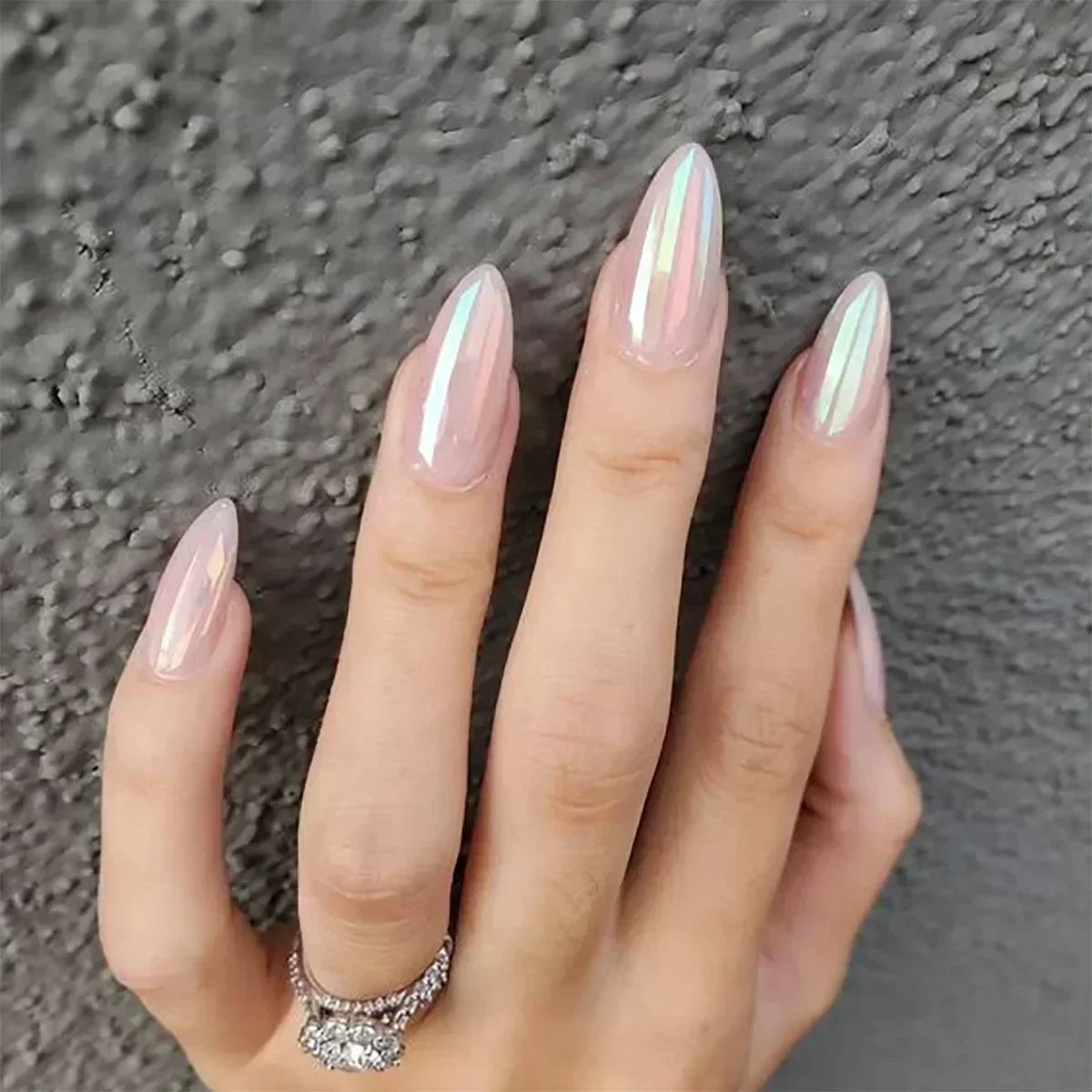 💗 24pcs French Almond Press-On Nails – White Edge with INS Pink Style