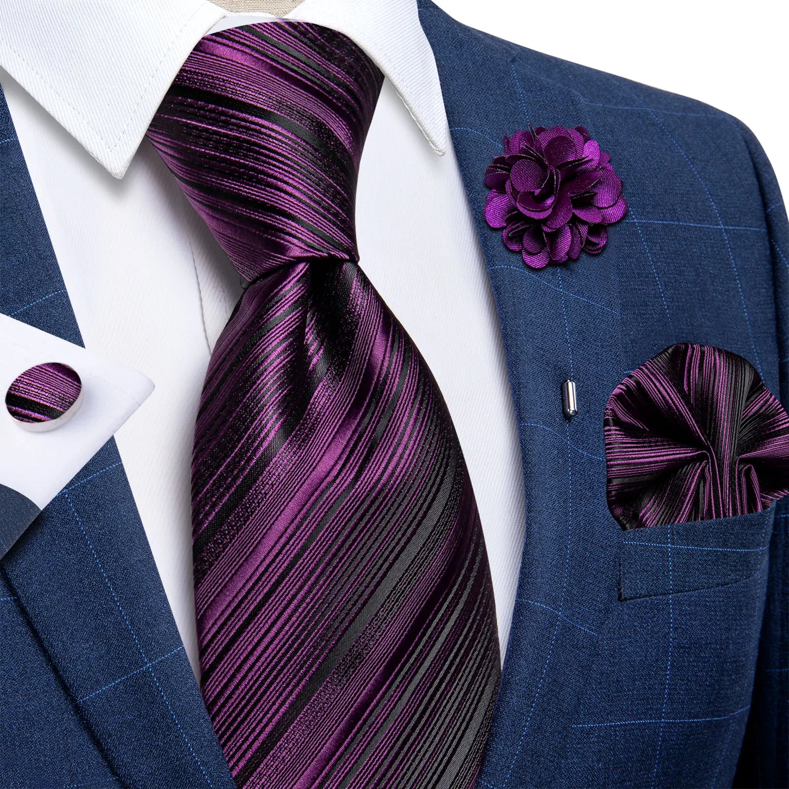 Luxury Yellow Solid Silk Tie Set for Men