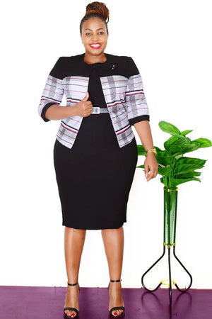 African Clothes Flower Printed Two-Piece Set – Sleeveless Bodycon Mini Dress & Coat Suit for Women