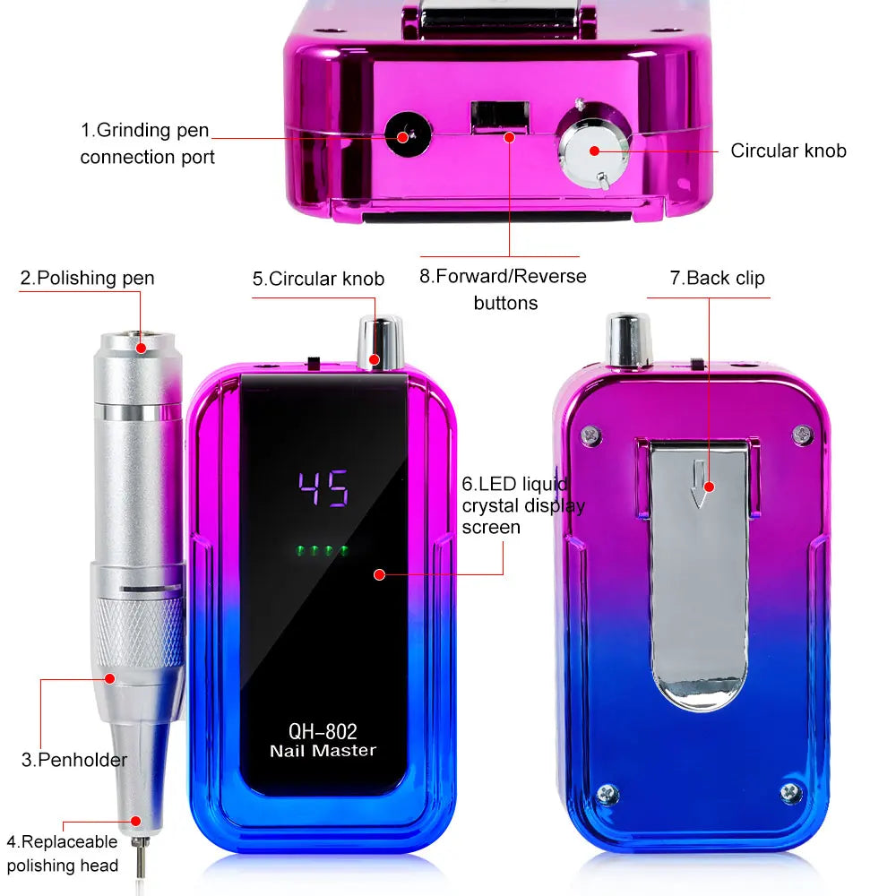 💅 45000 RPM Rechargeable Electric Nail Drill Machine