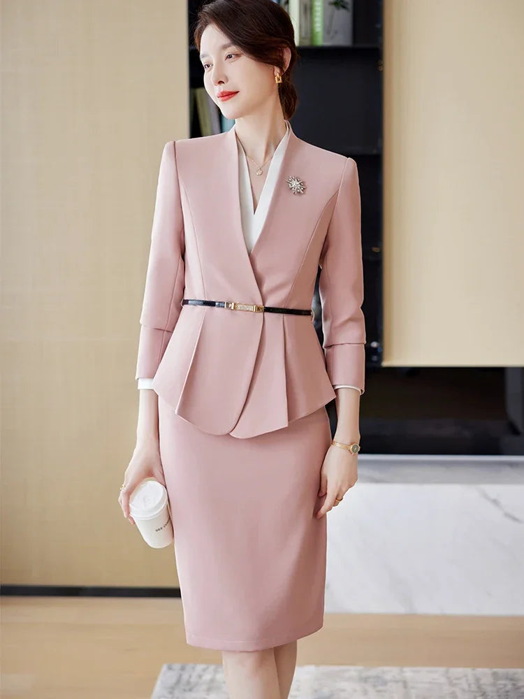 💖 Elegant Women’s Formal Skirt Suit Two-Piece Set