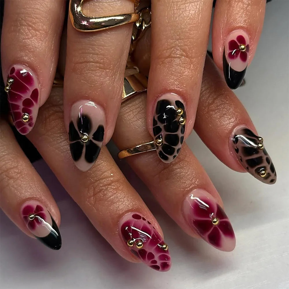 🌼 24pcs White Flower Press-On Nails – INS Yellow & Pink Blush Tones