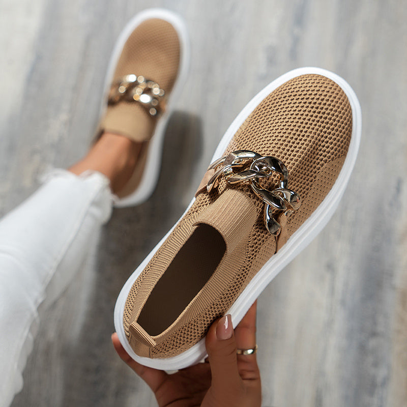Chain Flats Shoes for Women – Breathable Mesh Perfection